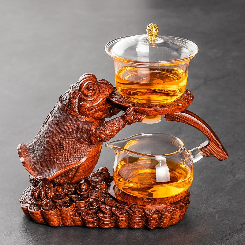 Automatic Teapot Tea Infuser Magnetic Water Diversion Heat-resistant Kungfu Tea Drinking Creative GlassTea Set-Health Wisdom™