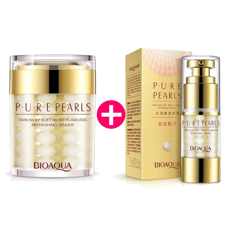 BIOAQUA Pure Pearl Face Cream Eye Cream Sets Anti-wrinkle Anti Dark Circles Eye Bags Remover Moisturizing Beauty Skin Care Kit-Health Wisdom™