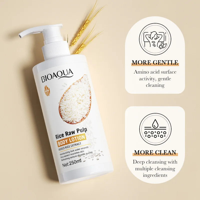 BIOAQUA White Rice Body Lotion skincare Exfoliating Moisturizing Brightening Whitening Creams Skin Care Body Exfoliator-Health Wisdom™