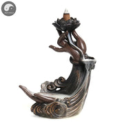 Backflow Incense Burner, Handmade Resin Lotus Buddha Hand Waterfall Incense Burner Holder for Home Relaxation Decor (No Incense)-Health Wisdom™