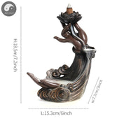 Backflow Incense Burner, Handmade Resin Lotus Buddha Hand Waterfall Incense Burner Holder for Home Relaxation Decor (No Incense)-Health Wisdom™
