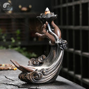 Backflow Incense Burner, Handmade Resin Lotus Buddha Hand Waterfall Incense Burner Holder for Home Relaxation Decor (No Incense)-Health Wisdom™
