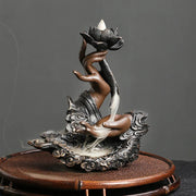 Backflow Incense Burner, Handmade Resin Lotus Buddha Hand Waterfall Incense Burner for Home Relaxation Lucky Feng Shui Decor-Health Wisdom™