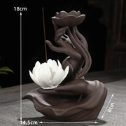 Bergamot Gently Ceramic Handcraft Buddha Hand Backflow Incense Burner Buddha Home Office Decorate Lotus Incense Stick Holder-Health Wisdom™