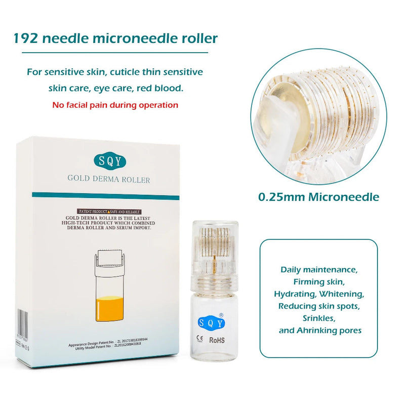 Best Derma Roller Titanium Tips Microneedle 0.25mm Automatic Gold Derma Stamp Skin Care Anti Aging Serum Injection Reusable-Health Wisdom™