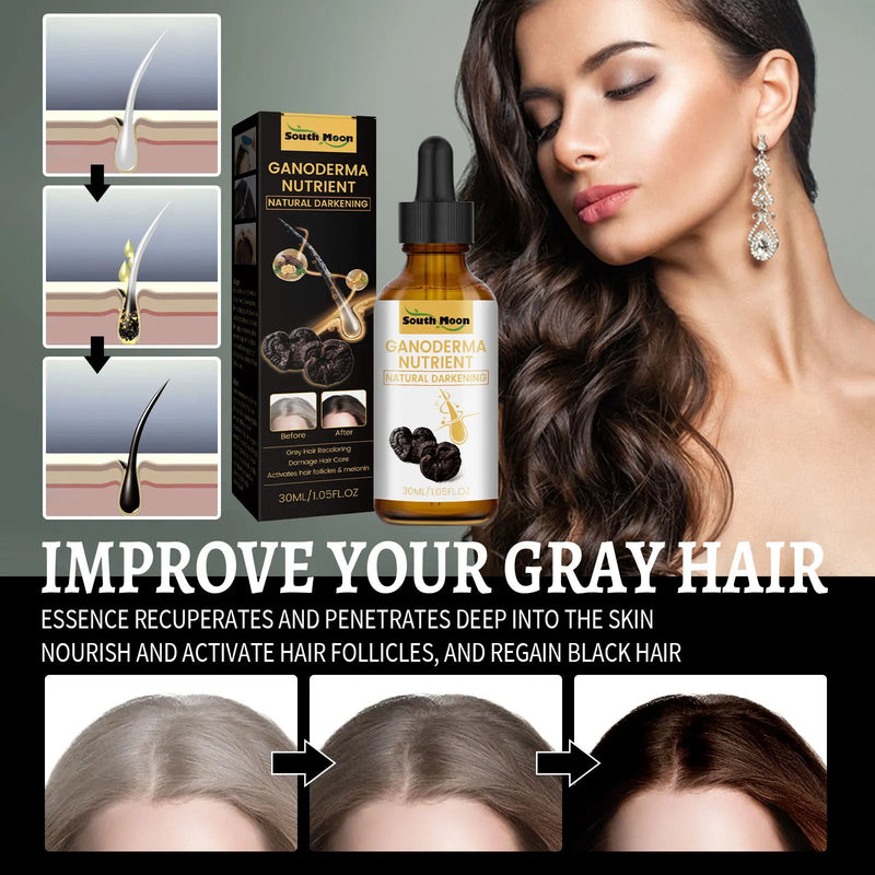Black Reishi Extract Anti-white Hair Essence White Turn Black Black Hair Essence Black Repair Damaged Hair Hair Growth Liquid-Health Wisdom™