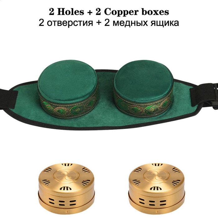 Brass Copper Box Smokeless Moxibustion Bag hierbas chinas Burner Moxa Therapy Body Acupoint Meridian Warm Massage