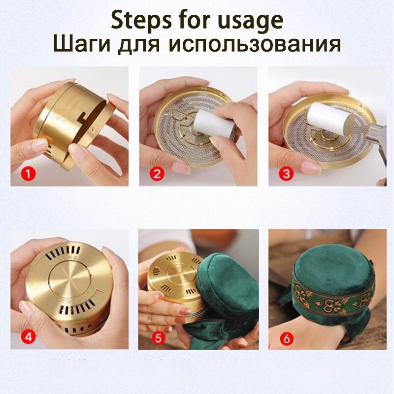 Brass Copper Box Smokeless Moxibustion Bag hierbas medicinales Burner Moxa Therapy Body Acupoint Meridian Warm Massage-Health Wisdom™