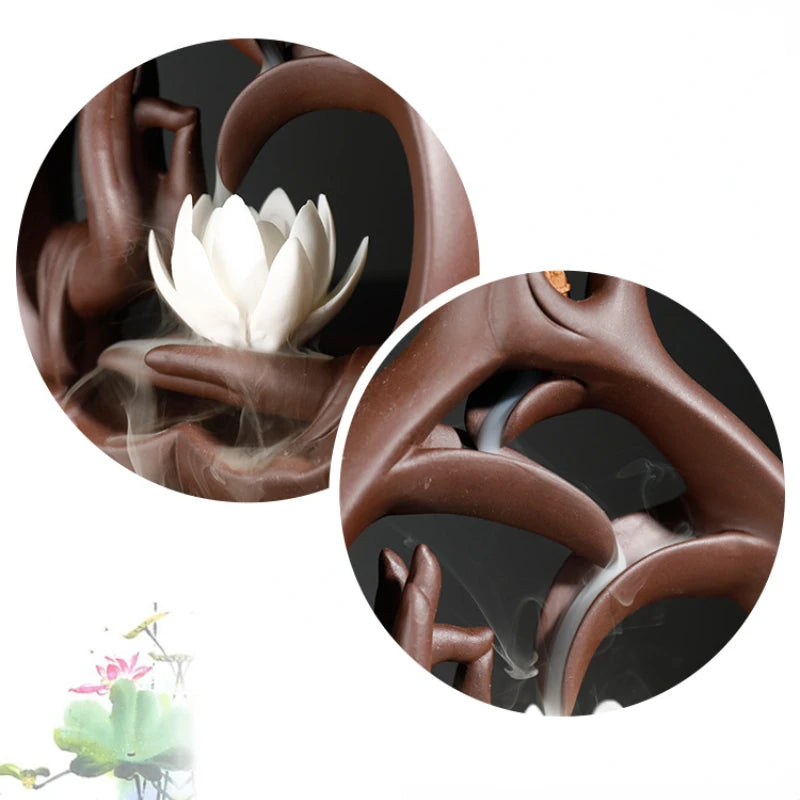Buddha Hand Lotus Backflow Incense Burner Incense Stick Censer Aromatherapy Furnace Zen Decor Home Decoration (Without Incense)-Health Wisdom™