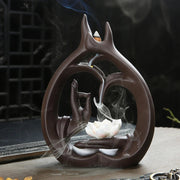 Buddha Hand Lotus Backflow Incense Burner Incense Stick Censer Aromatherapy Furnace Zen Decor Home Decoration (Without Incense)-Health Wisdom™