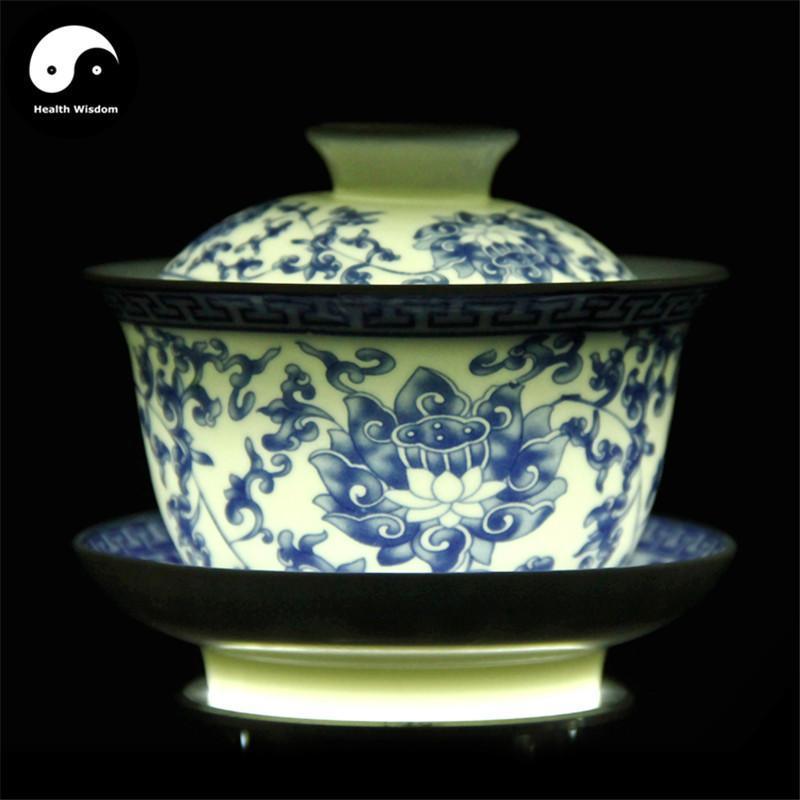 Bule And White Ceramic Gaiwan Tea Cup 180ml 青花瓷盖碗-Health Wisdom™