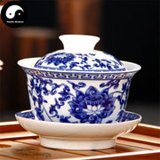 Bule And White Ceramic Gaiwan Tea Cup 180ml 青花瓷盖碗-Health Wisdom™