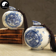 Bule And White Ceramic Loose Leaf Tea Storage 200g 茶叶罐-Health Wisdom™