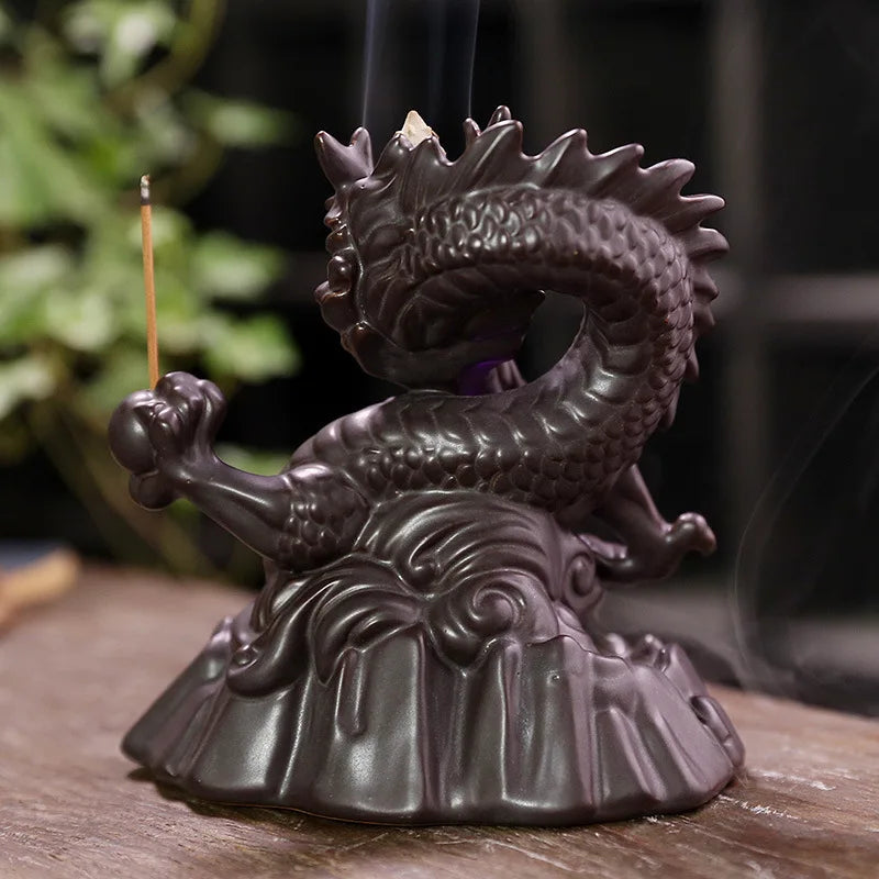 Ceramic Dragon Incense Falls Backflow Incense Burner Waterfall Incense Censer Incense Stick Holder With Lucky Led Crystal Ball-Health Wisdom™