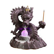 Ceramic Dragon Incense Falls Backflow Incense Burner Waterfall Incense Censer Incense Stick Holder With Lucky Led Crystal Ball-Health Wisdom™