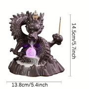 Ceramic Dragon Incense Falls Backflow Incense Burner Waterfall Incense Censer Incense Stick Holder With Lucky Led Crystal Ball-Health Wisdom™