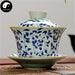 Ceramic Gaiwan Tea Cup 110ml 盖碗, Blue Scroll with Dot Pattern