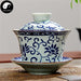 Ceramic Gaiwan Tea Cup 110ml 盖碗, Floral Scroll, Pale Green Body