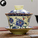 Ceramic Gaiwan Tea Cup 110ml 盖碗, Peony with Red Accents, Ivory Body