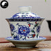 Ceramic Gaiwan Tea Cup 110ml 盖碗, Peony with Red Accents