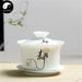 Ceramic Gaiwan Tea Cup 170ml, White Porcelain, 'Jing' 静 Character