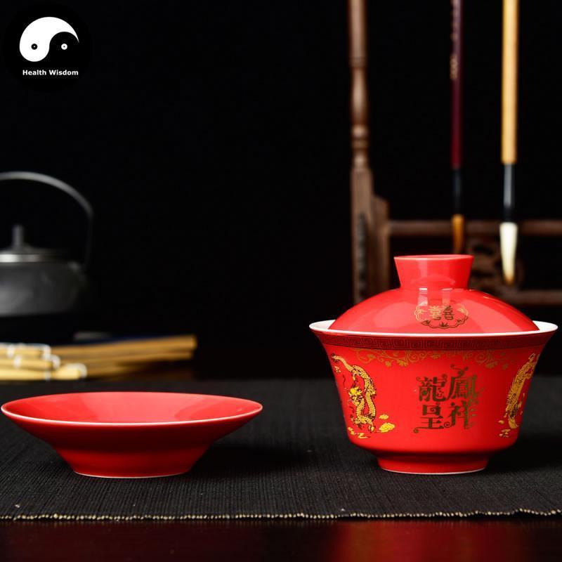 Ceramic Gaiwan Tea Cup 200ml For Wedding 红盖碗-Health Wisdom™