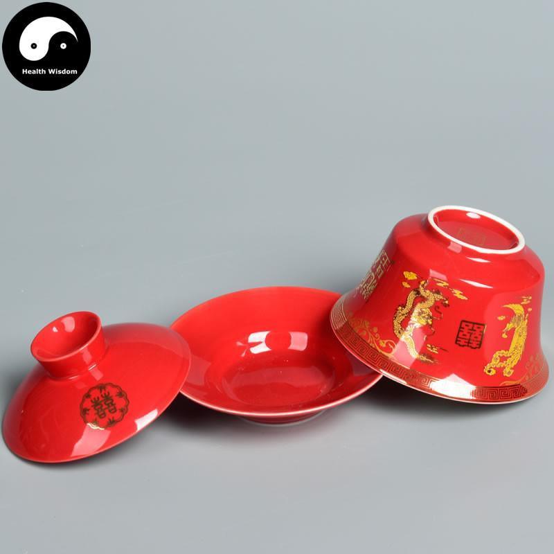 Ceramic Gaiwan Tea Cup 200ml For Wedding 红盖碗-Health Wisdom™
