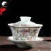 Ceramic Gaiwan Tea Cup 220ml 盖碗, Pink Floral