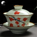 Ceramic Gaiwan Tea Cup 280ml Handpaited 手绘盖碗, Red Persimmon, Ink Wash