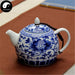 Ceramic Kungfu Teapot 280ml, Dense Blue Scrolling Lotus