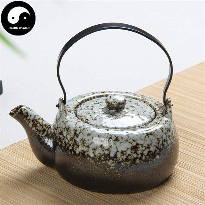 Ceramic Kungfu Teapot 350ml, Black Snow Speckle Glaze