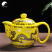 Ceramic Kungfu Teapot 450ml, Bright Yellow with Ink Dragon