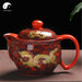 Ceramic Kungfu Teapot 450ml, Red and Black Dragon Wave