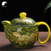 Ceramic Kungfu Teapot 450ml, Yellow and Green Dragon Wave