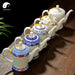 Ceramic Kungfu Teapot 650ml, Pierced Body, Blue and White Peony Bands