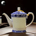 Ceramic Kungfu Teapot 650ml, Pierced Body, Blue and White Peony Bands