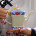Ceramic Kungfu Teapot 650ml, Pierced Body, Red Berry Panels