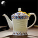 Ceramic Kungfu Teapot 650ml, Pierced Body, Red Berry Panels