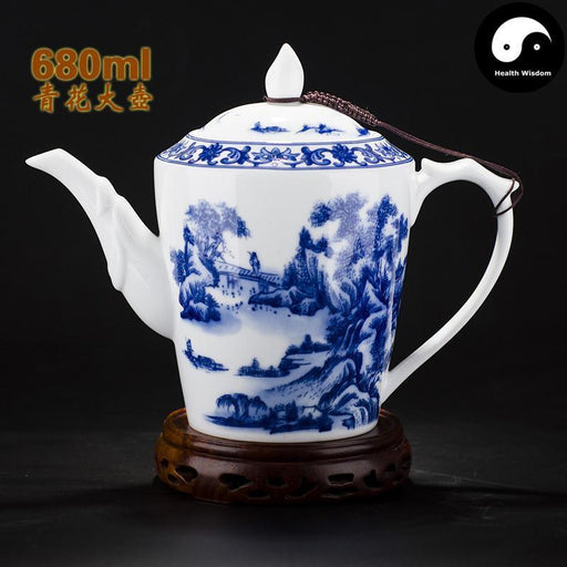 Ceramic Kungfu Teapot 680ml, Landscape Scene