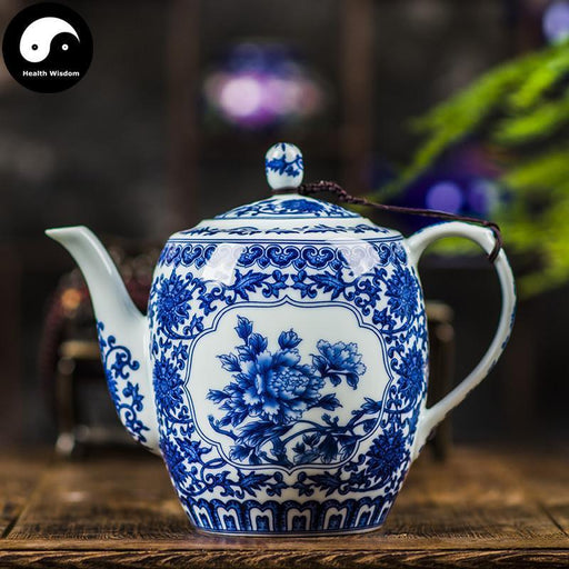Ceramic Kungfu Teapot 800ml, Peony Medallion