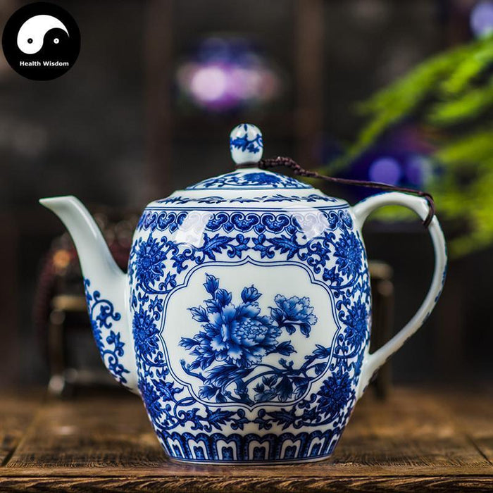 Ceramic Kungfu Teapot 800ml, Peony Medallion