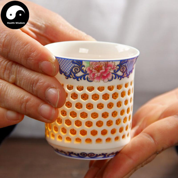 Ceramic Large Tea Cups 125ml*2pcs, Blue Lotus