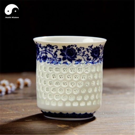 Ceramic Large Tea Cups 125ml*2pcs, Blue Lotus