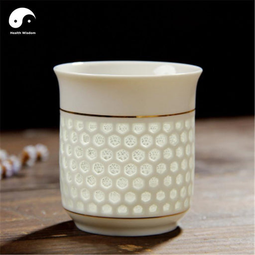 Ceramic Large Tea Cups 125ml*2pcs, Gold Rim