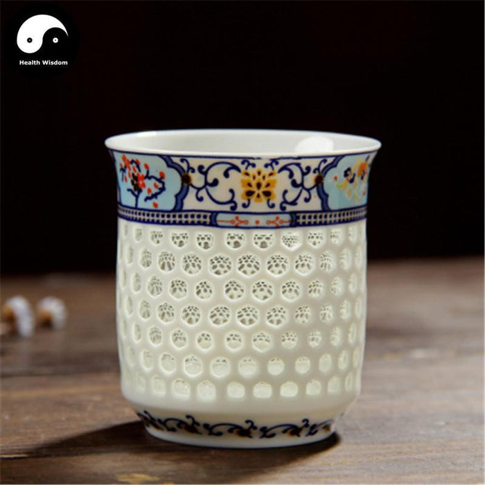 Ceramic Large Tea Cups 125ml*2pcs, Sky Blue Floral