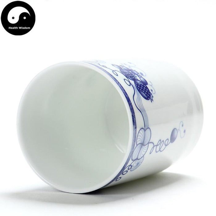 Ceramic Large Tea Cups 310ml, Blue Lotus