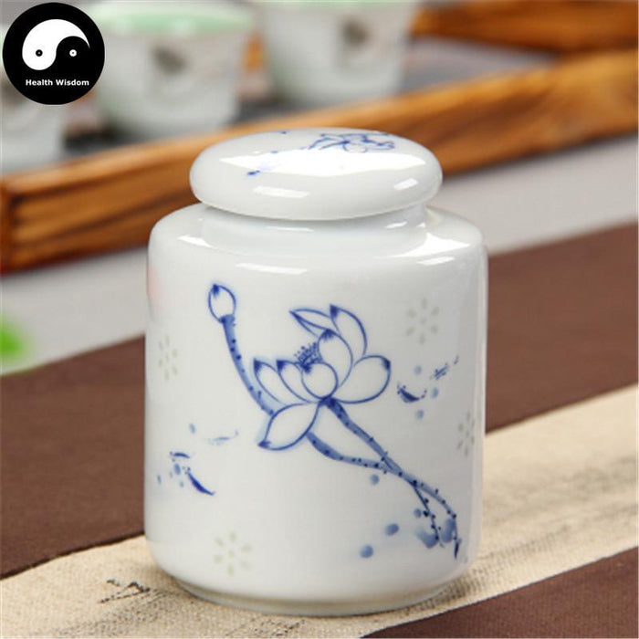 Ceramic Loose Leaf Tea Storage 100g 茶叶罐, Blue Lotus