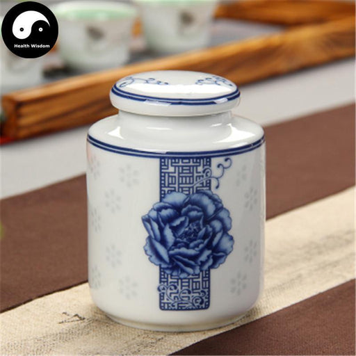 Ceramic Loose Leaf Tea Storage 100g 茶叶罐, Peony Fret