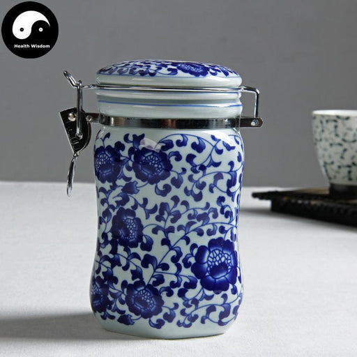 Ceramic Loose Leaf Tea Storage 250g 茶叶罐, Clasp Blue Floral