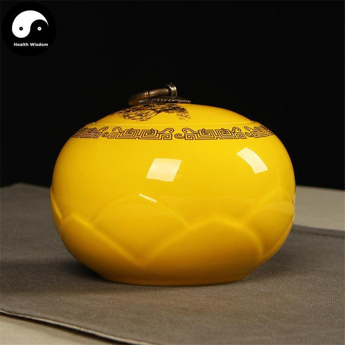 Ceramic Loose Leaf Tea Storage 250g 茶叶罐, Yellow Glaze